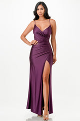 Tara Side Pleat Overlap Gown with Side Opening