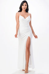 Tara Side Pleat Overlap Gown with Side Opening