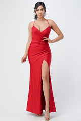 Tara Side Pleat Overlap Gown with Side Opening