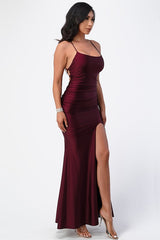 Back lace up mermaid dress with waist shirring