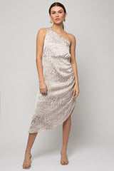Sleeveless One Shoulder Abstract Print Dress