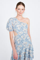 Asymmetric One Shoulder Dress with Cut Out