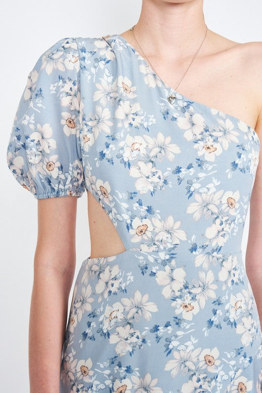 Asymmetric One Shoulder Dress with Cut Out