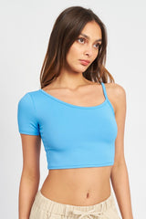 Asymmetrical Binding Cropped Top