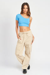 Asymmetrical Binding Cropped Top
