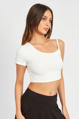 Asymmetrical Binding Cropped Top