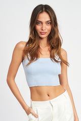 Sleeveless Crop Top with Back Bow Detail