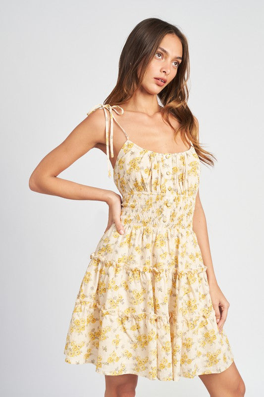 Spaghetti Strap Mini Dress with Smocked Waist