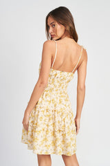 Spaghetti Strap Mini Dress with Smocked Waist