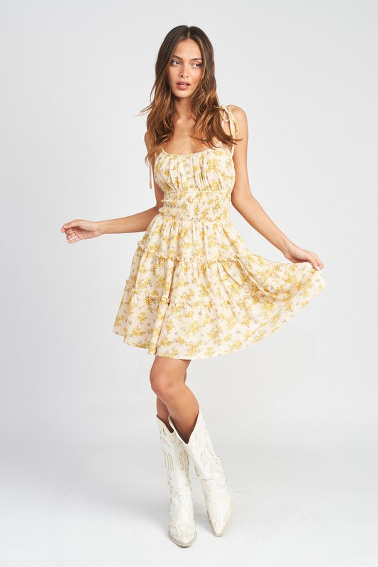 Spaghetti Strap Mini Dress with Smocked Waist