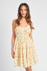 Spaghetti Strap Mini Dress with Smocked Waist