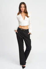 Deep V Neck Cropped Top