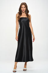 Made in USA Silky Satin Tube Draped Dress