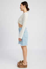 Crochet Bell Sleeve Top with Front O-Ring