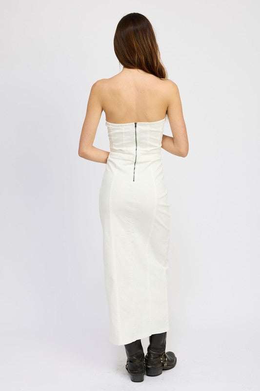 Lace Up Corset Dress with Front Slit