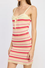 Striped Bodycon Dress with Front Tie