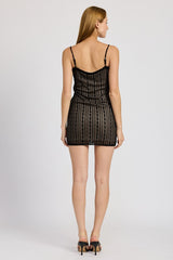 LACE MNI DRESS WITH RUFFLE DETAI