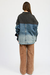 Oversized Denim Jacket with Buttons