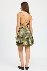 Cowl Neck Mini Dress with Back Tie