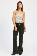 Velvet Ruched Top with Lace Detail