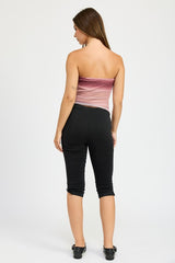 Asymmetrical Shirred Tube Top