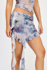 Mesh Ruffle Mini Skirt