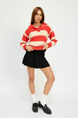 Striped Collared Sweater Top