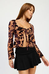 FLORAL PRINT SWEETHEART NECKLINE TOP