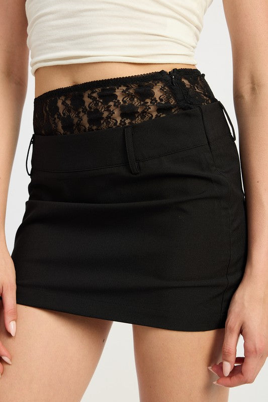 Peakaboo Lace Trim Min Skirt