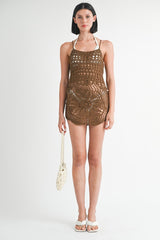 CROCHET MINI DRESS WITH CROSSED BACK
