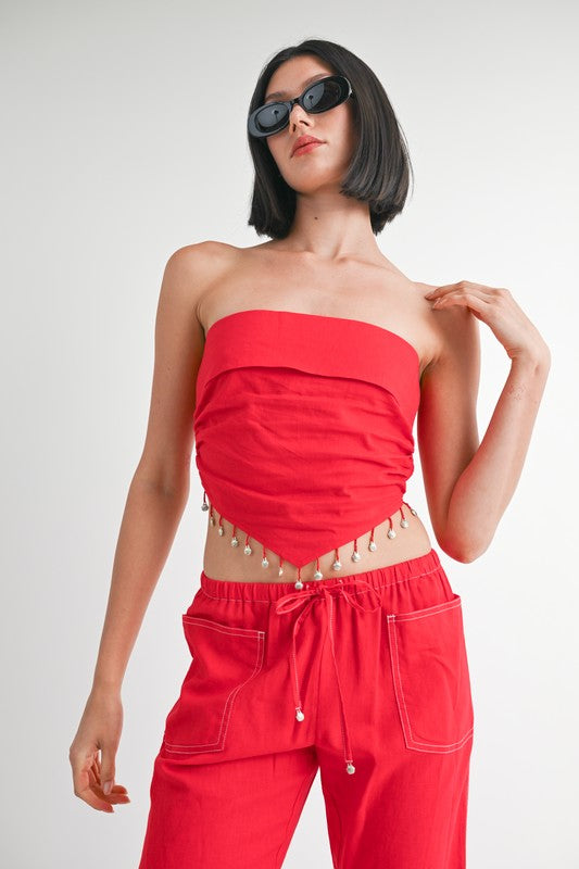 CROPPED LINEN TUBE TOP