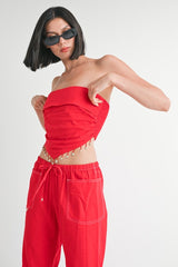 CROPPED LINEN TUBE TOP