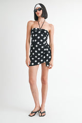 MINI RUCHED POLKA DOT DRESS