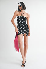 MINI RUCHED POLKA DOT DRESS