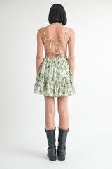 Tiered Mini Floral Dress with Back Tie