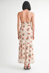 Cowl Neck Maxi Dress with Open Back