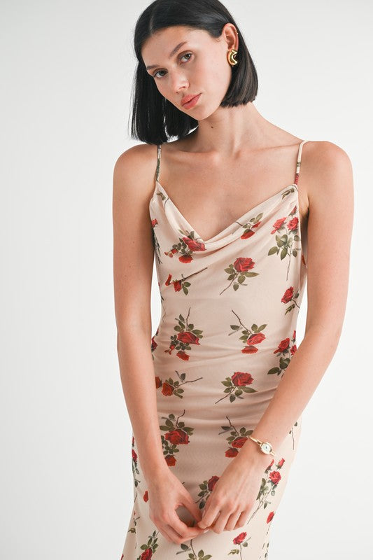 Cowl Neck Maxi Dress with Open Back