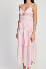 Maxi Ruffle Tie Back Dress