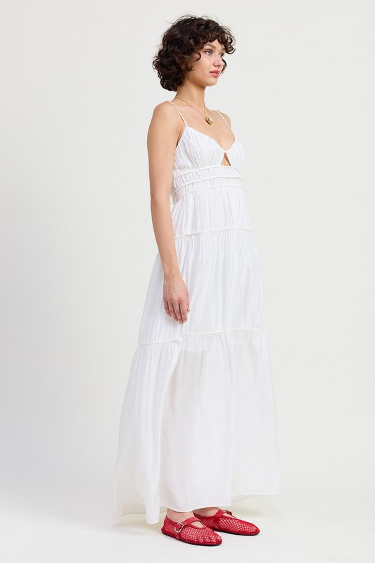 Maxi Ruffle Tie Back Dress