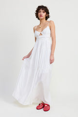 Maxi Ruffle Tie Back Dress