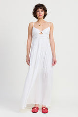 Maxi Ruffle Tie Back Dress