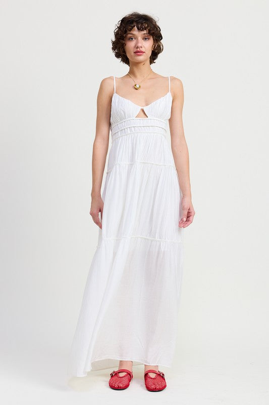 Maxi Ruffle Tie Back Dress