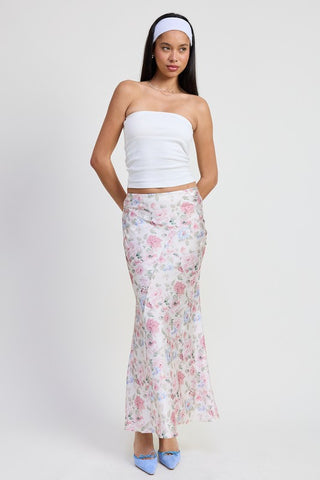 Bias Floral Maxi Skirt