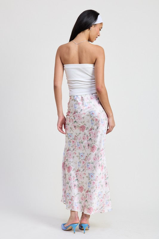 Bias Floral Maxi Skirt
