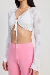 LONG SLEEVE FRONT CINCH TIE TOP