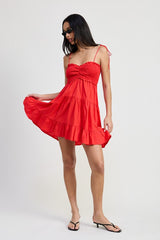 Ruffled Mini Dress with Smocking