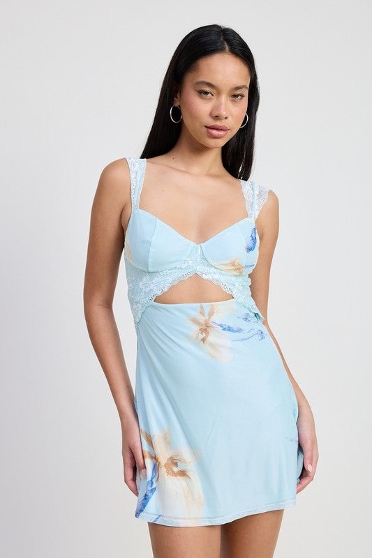 Mini Lace Contrast Dress