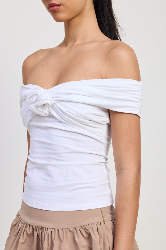 Off Shoulder Rosette Top