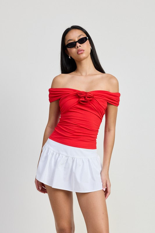Off Shoulder Rosette Top