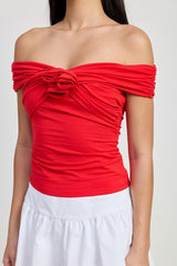Off Shoulder Rosette Top